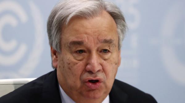 U.N. Secretary-General Anto<em></em>nio Guterres speaks during a news co<em></em>nference on the eve of the U.N. climate summit (COP25) in Madrid, Spain, December 1, 2019. REUTERS/Sergio Perez