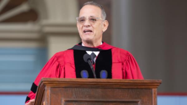 Tom Hanks giving a speech at Harvard University&#039;s graduation ceremony. Photo: Collected 