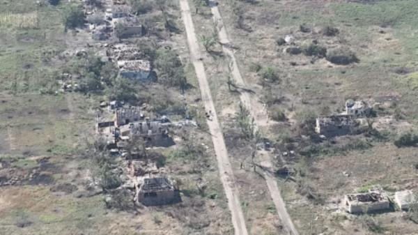 Ukrainian soldiers of the Separate Assault Battalion &#039;Skala&#039; enter the embattled village of Robotyne, Zaporizhzhia region, Ukraine, in this screengrab taken from a handout video released on August 25, 2023. Separate Assault Battalion &#039;Skala&#039; of the Ukrainian Armed Forces/Handout via REUTERS/File Photo