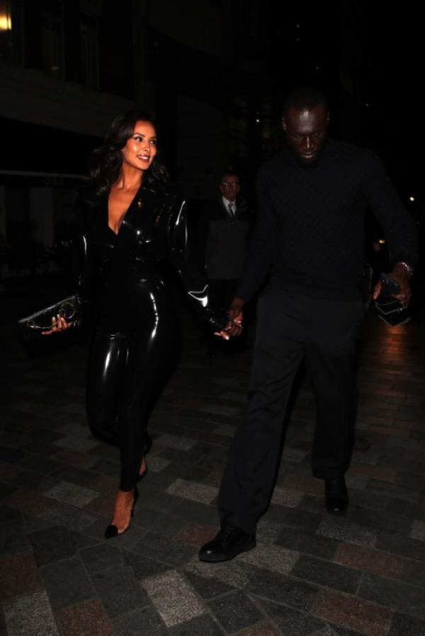 Maya Jama & Stormzy seen arriving at Vogue Event at The Maine in Mayfair. 23 Nov 2023 Pictured: Maya Jama & Stormzy. Photo credit: Raw Image LTD/MEGA TheMegaAgency.com +1 888 505 6342