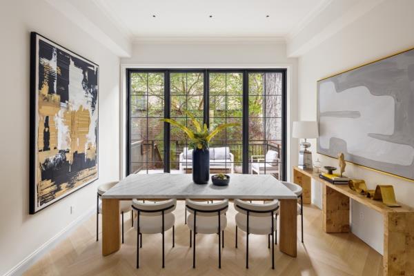 Interior of a dining room inside. 