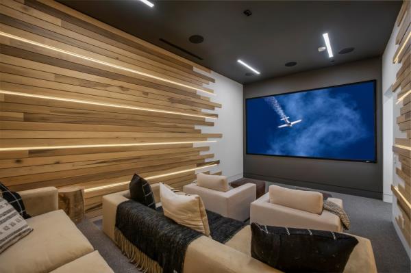 Interior of the home's media room. 