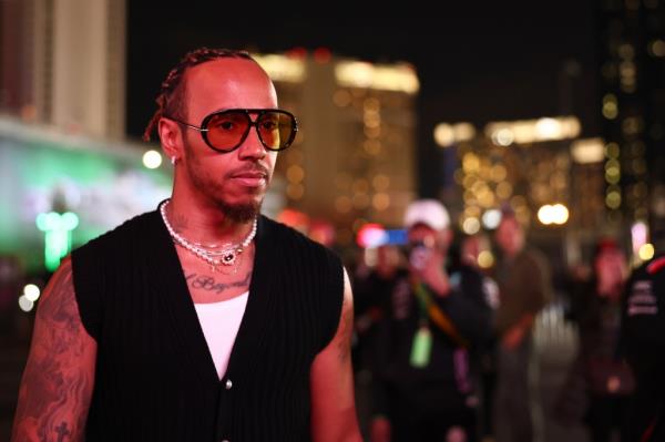 Lewis Hamilton on the Las Vegas Strip.