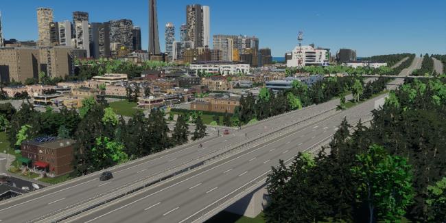 cities skylines 2 highway with city in background