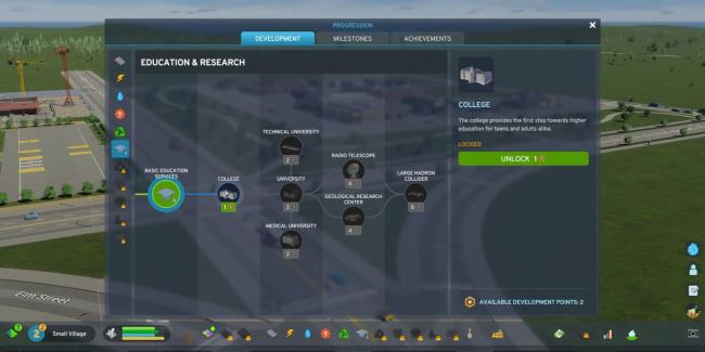 An image from Cities: Skylines 2 of the Education Development Tree