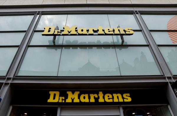 Dr. Martens logos are pictured in Manchester