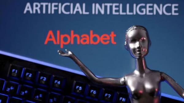 Alphabet logo and AI Artificial Intelligence words are seen in this illustration taken, May 4, 2023. REUTERS/Dado Ruvic/Illustration/File Photo